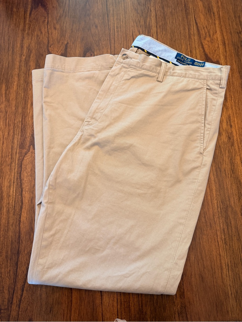 Polo Ralph Lauren Chino Pants Mens 42B/34 Khaki Tan Stretch Straight Fit Casual